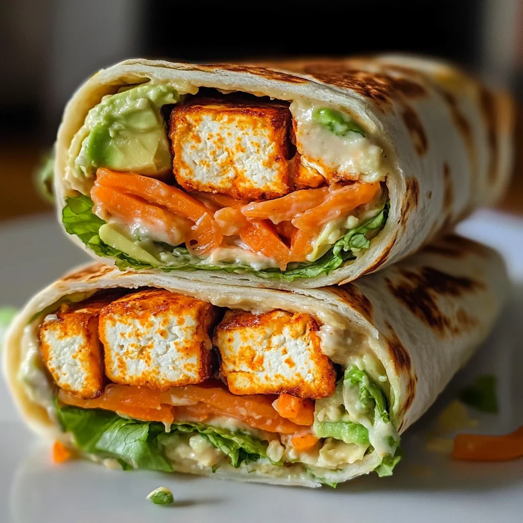 Buffalo Tofu Wrap with Easy Vegan Ranch