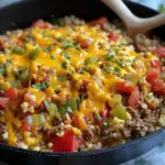 Cheesy Taco Ground Beef & Cauliflower Rice Skillet
