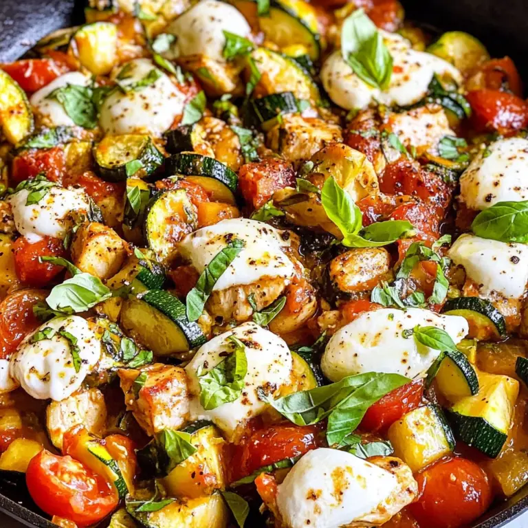 Caprese Chicken with Zucchini and Tomatoes Skillet