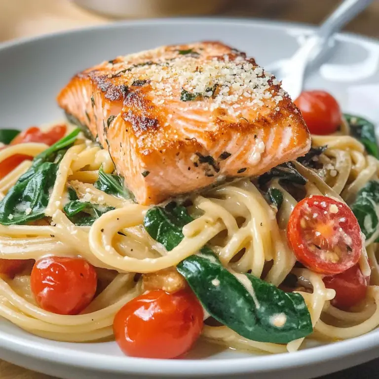 Healthy & Creamy Tuscan Salmon Pasta