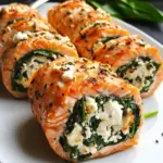 Spinach & Feta Stuffed Salmon Pinwheels