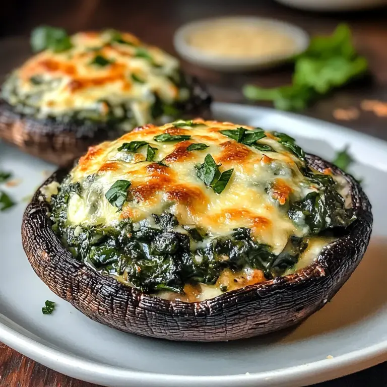 Spinach and Cheese Stuffed Portobello Mushroom