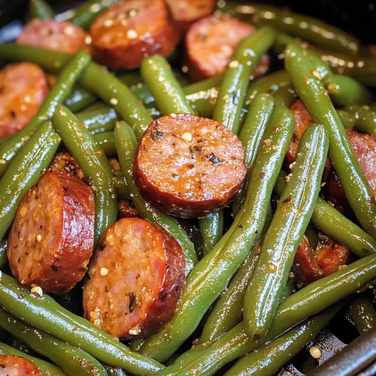 Air Fryer Green Beans and Smoked Sausage