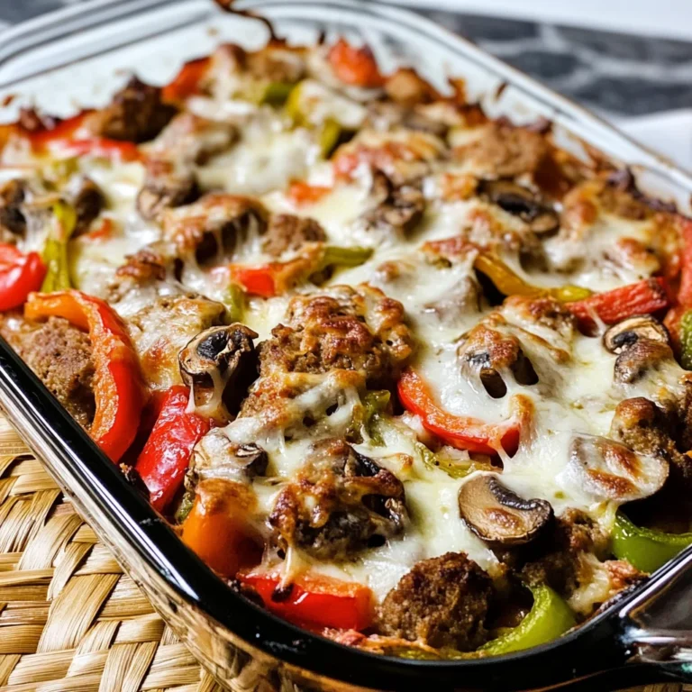 Sausage, Peppers, and Mushrooms Low-Carb Cheesy Bake