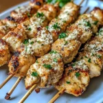 Air Fryer Garlic Parmesan Chicken Skewers