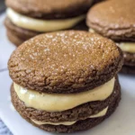 Ginger Molasses Sandwich Cookies with Eggnog Frostings