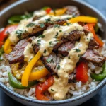 High Protein Philly Cheesesteak Rice Bowls