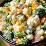 Creamy Broccoli Cauliflower Corn Salad