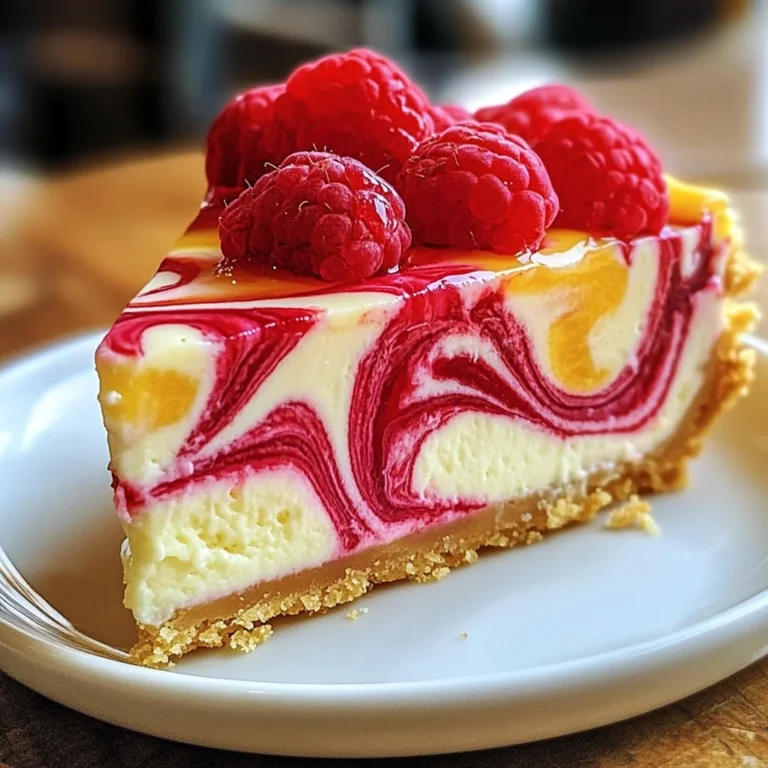 Luscious Lemon Raspberry Swirl Cheesecake