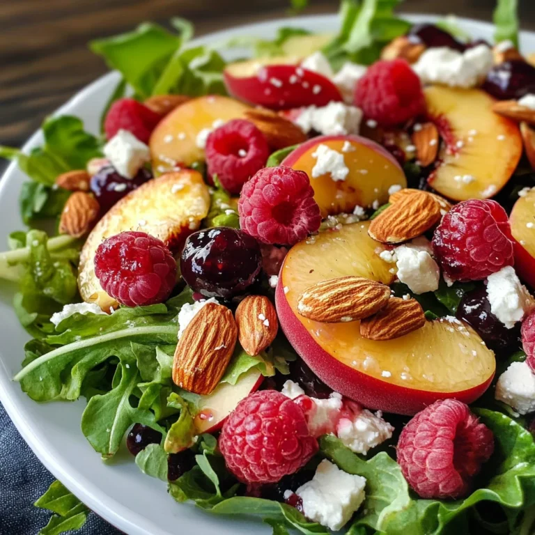 White Peach Raspberry Almond Salad