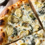 artichoke pizza with spinach parmesan cream sauce