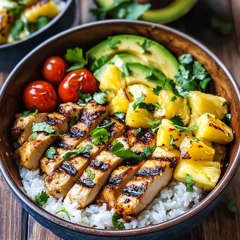 Grilled Chicken and Pineapple Bowls with Coconut Rice Recipe