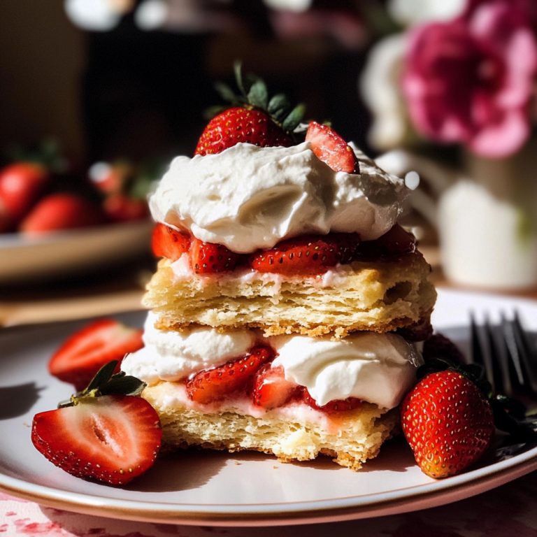 Homemade Strawberry Shortcakes with Strawberries and Perfect Whipped Cream
